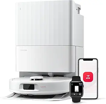 roborock Robot Aspirador QV 35A, 8000Pa de succión, Dos mopas giratorias elevables, cepillos antienredos, tecnología reactiva para Evitar obstáculos, navegación y mapeo,Blanco