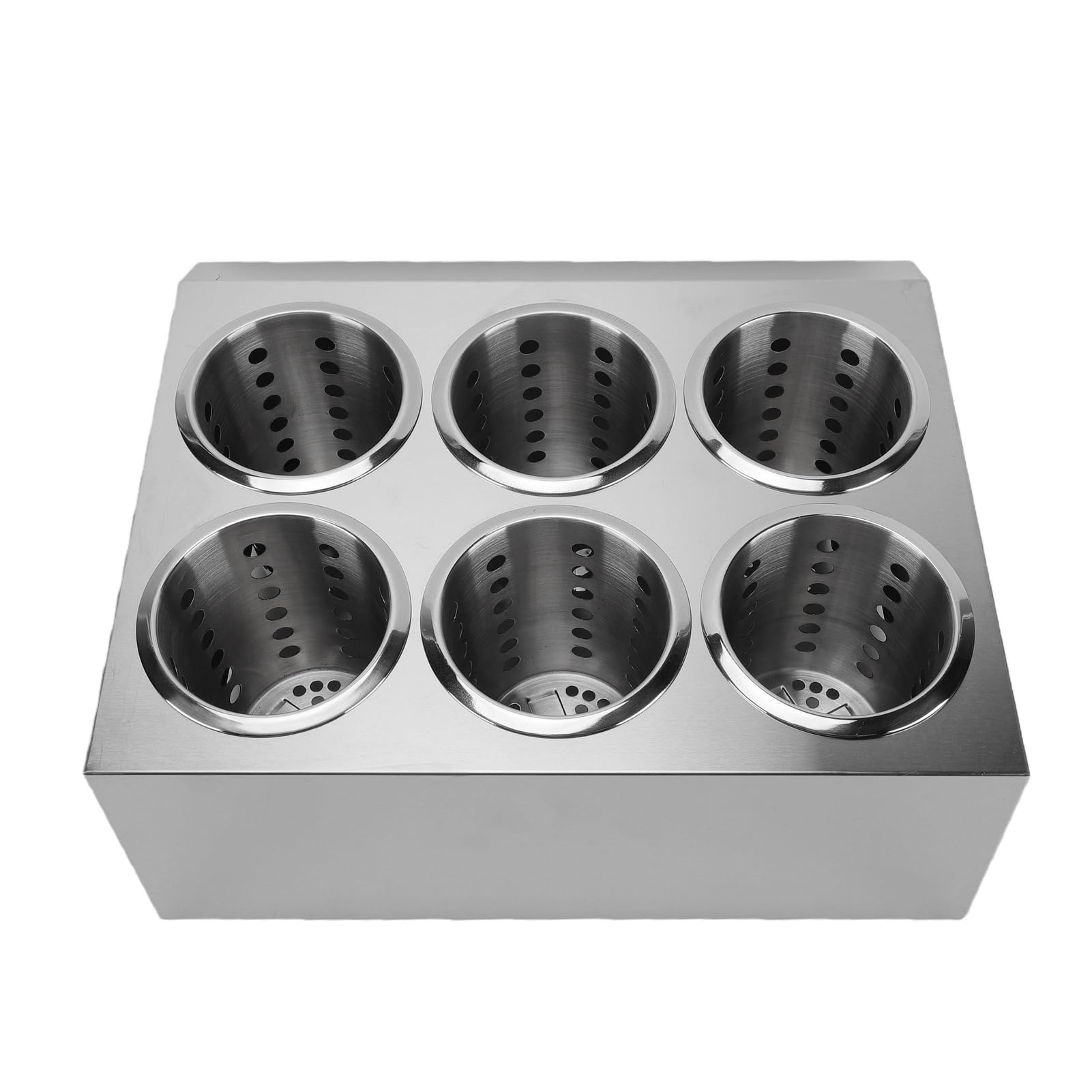TOPINCN Soporte para Cubiertos de Acero Inoxidable con 6 Compartimentos, Organizador Perforado para Cubiertos, Cesta de Almacenamiento para para Cocina, Encimera, Restaurante,