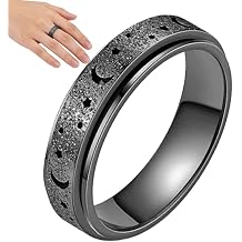 Fidget Rings - Women Sensory Jewelry Star Moon | Spinner Rings Calming Toy Adjustable Comfortable Focus Aid Stylish Design for Travel, Classroom and Meditation Use