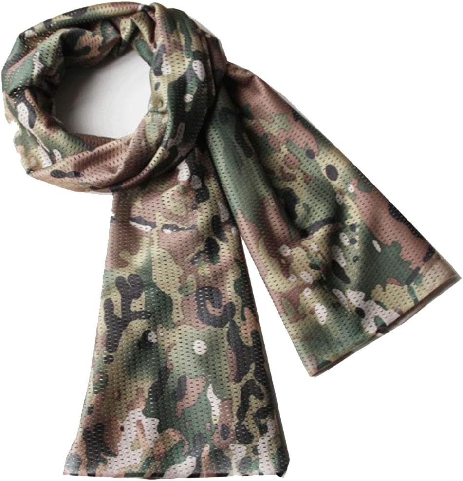 Camouflage Netting, Tactical Mesh Net Camo Scarf Sniper Veil, Camouflage Your Neck, Face & Head Cotton for Wargame Sports 57X18 Inch,1Pcs