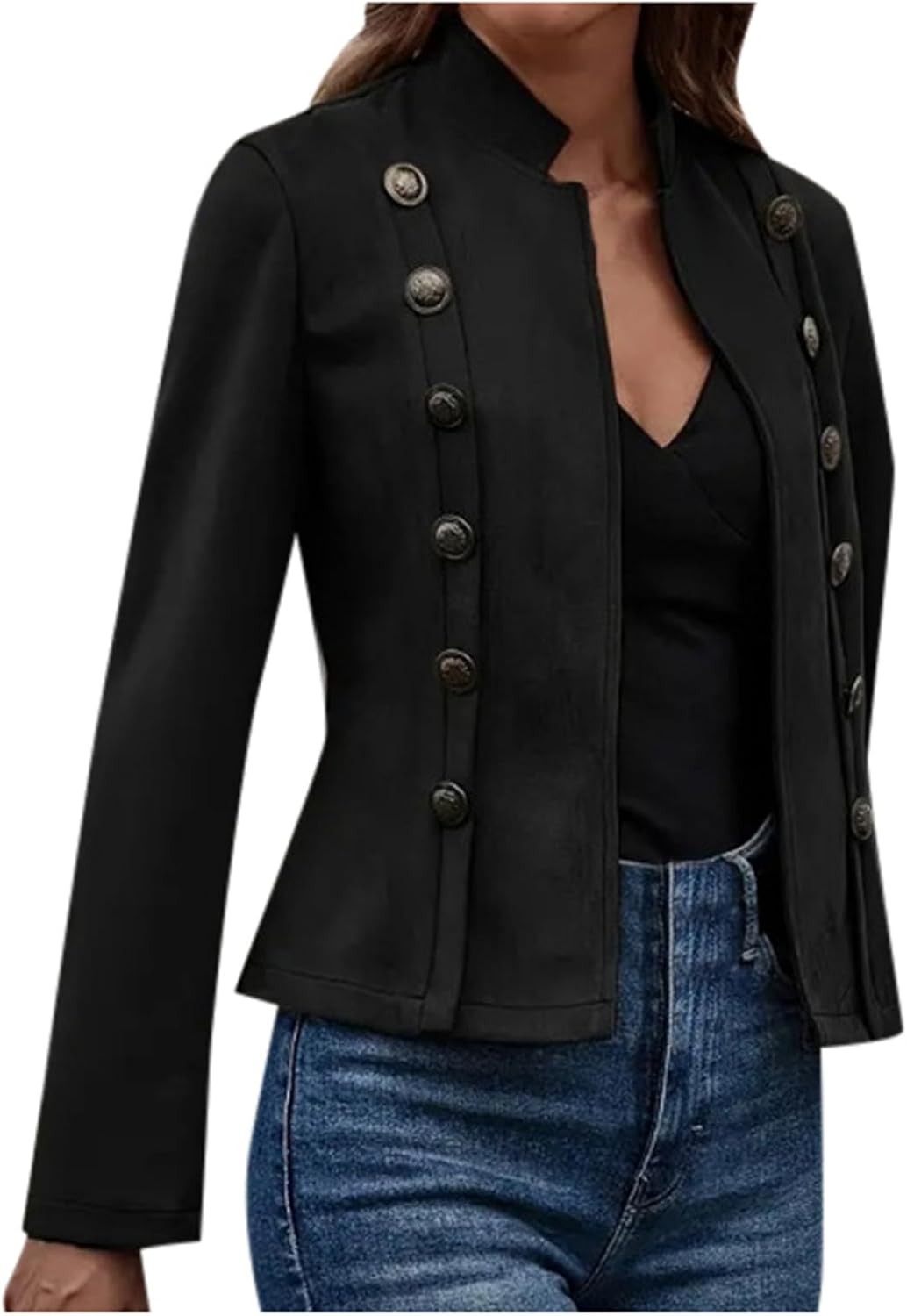 Vintage Women's Suede Long Sleeve Jacket Retro Style Faux