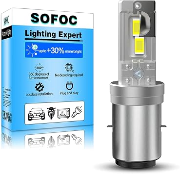 SOFOC BA20D Bulb LED S2 500% Brighter Than Halogen Motorcycle/Car Frontlight White DC 12V-18V 60W 4000Lm High Low Beam Design 1Pcs