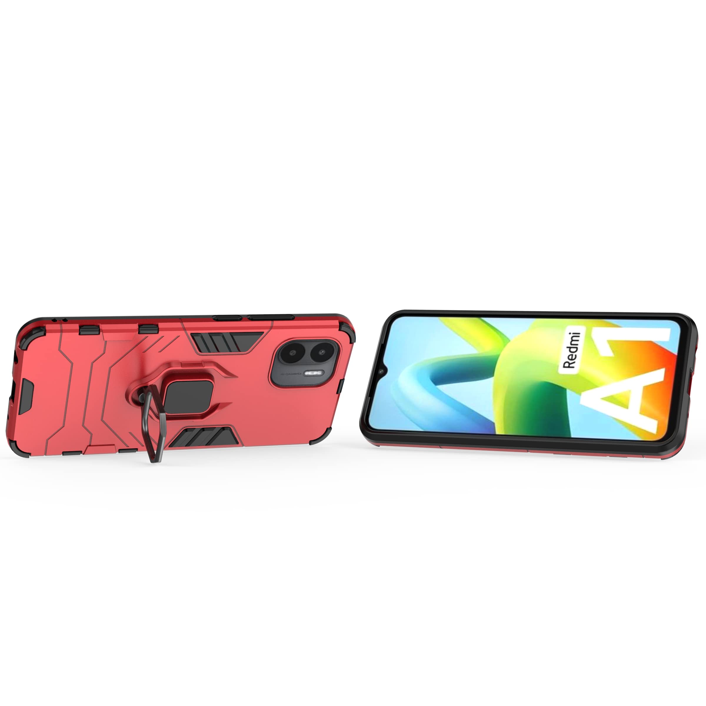 TingYR Cover Per Xiaomi Redmi A1 Con Supporto Anello Rotante 360° | Custodia Antiurto TPU/PC, Protezione Fotocamera, Colore Blu