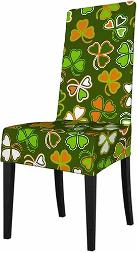 Numland Funda para silla de trébol verde, 1 unidad, elástica, lavable, 100% poliéster, tamaño universal para cocina, hotel, restaurante, oficina