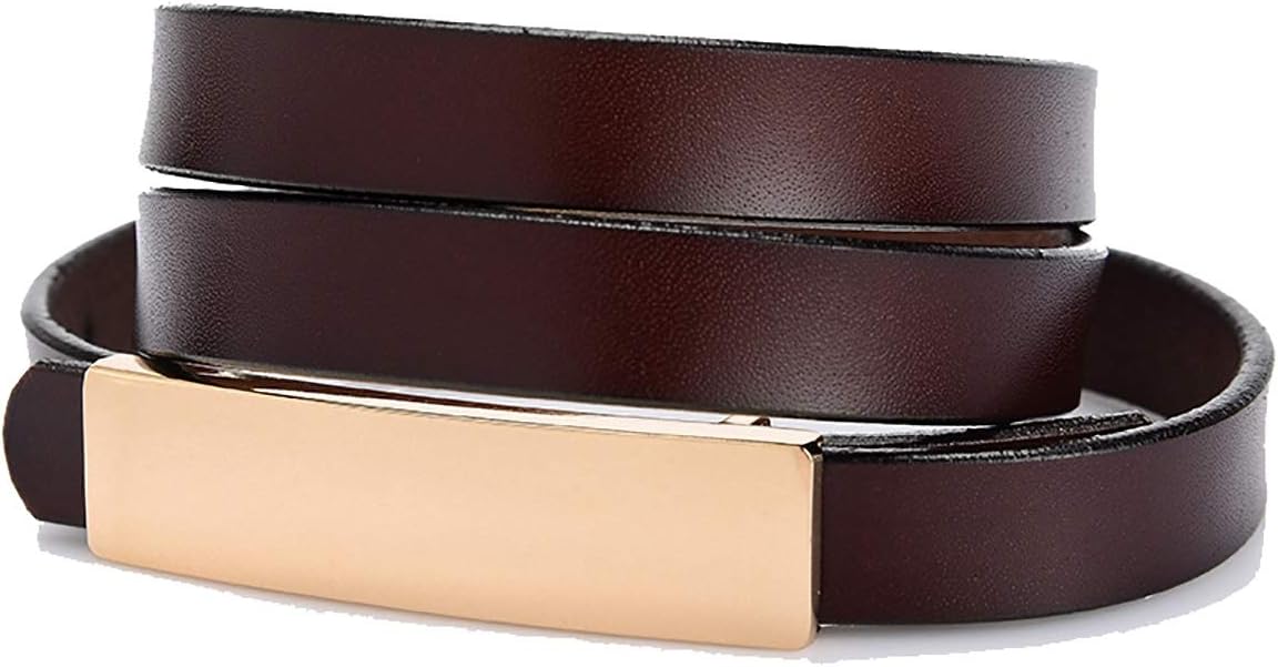 男性用ベルト 長方形のバックルの女性の革の薄いベルト 女性用ベルト Color One Size 年末年始大決算 Coffee