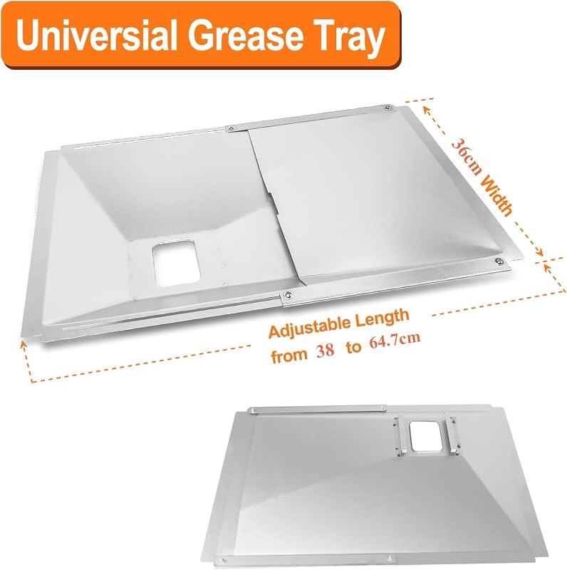 GFTIME Univerzális Zsírgyűjtő Tálca 38-65 cm Gázgrill Grillhez Állítható