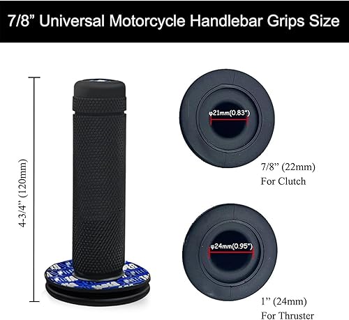 Miniatura 5 de FANGOS Empuñaduras universales de motocicleta de 78 pulgadas para Dirt Pit Bike, agarres de goma antideslizantes para manillar, un par de 0.866 in