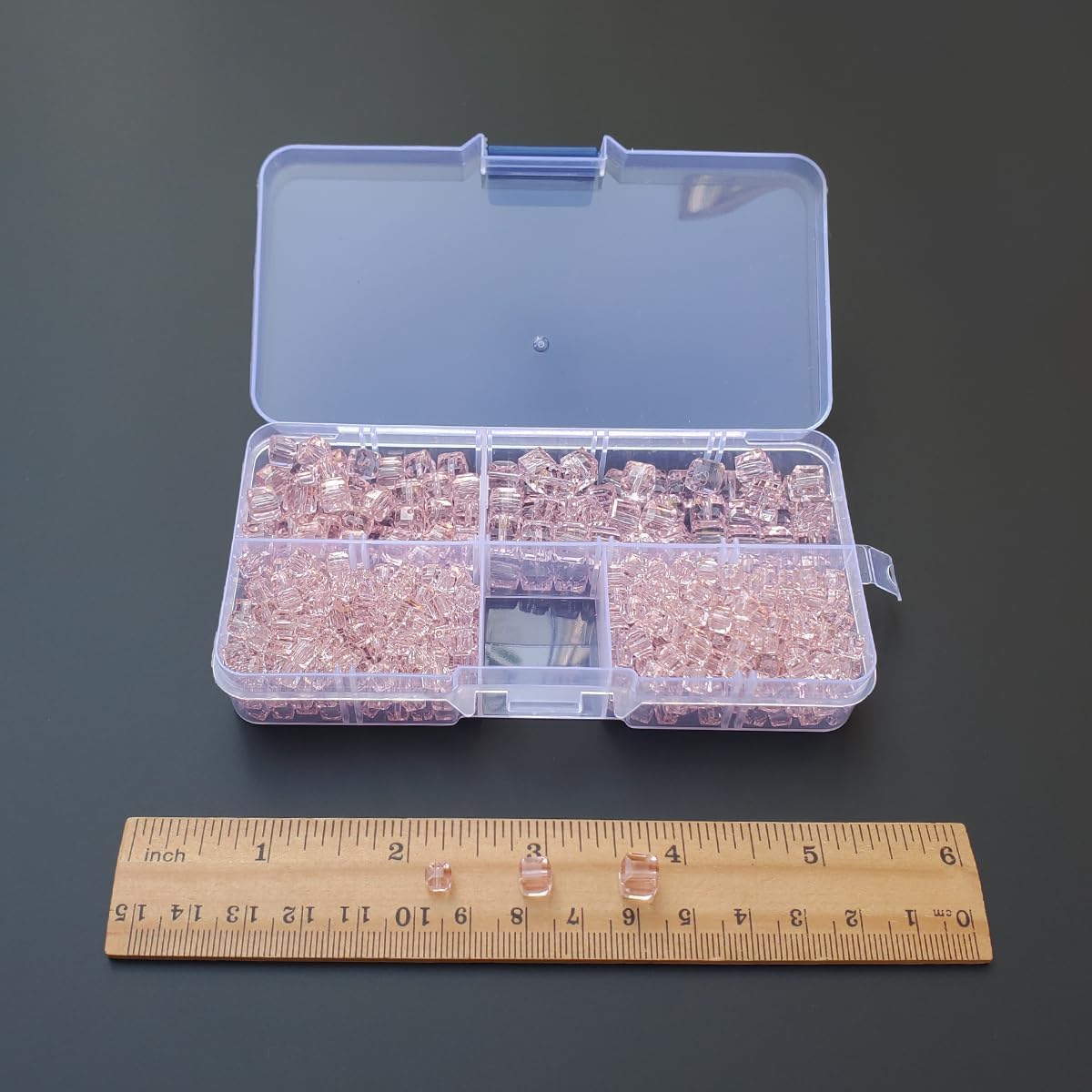 Light Pink Cube Glass Beads for Jewelry Making, Faceted Square Crytal Spacer Beads for Bracelet Necklace Earring (4mm 6mm 8mm Mixed Sizes, 530pcs) - Image 3