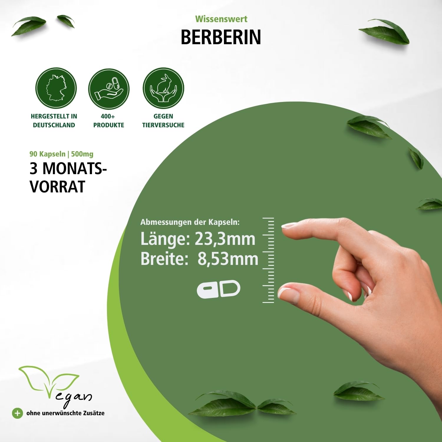 fairvital Berberin 500mg, HOCHDOSIERT, Berberin HCl + Zink, Berberis aristata, VEGAN, 90 Kapseln