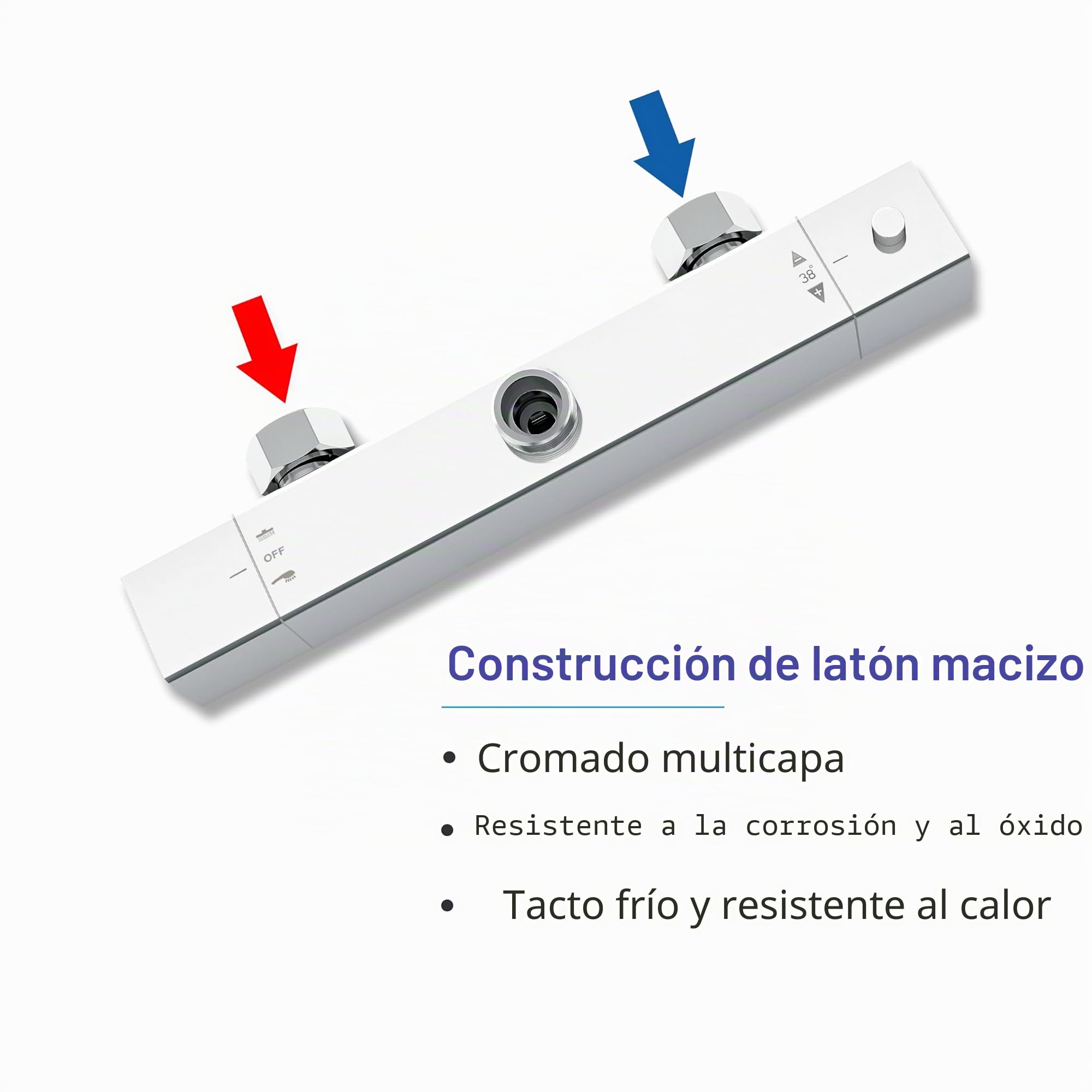 Sistema de columna de ducha termostática con mezclador termostático, ducha de mano cuadrada y ducha con cabezal, columna de ducha ajustable en altura 760-1180mm,cromado (cuadrado1)