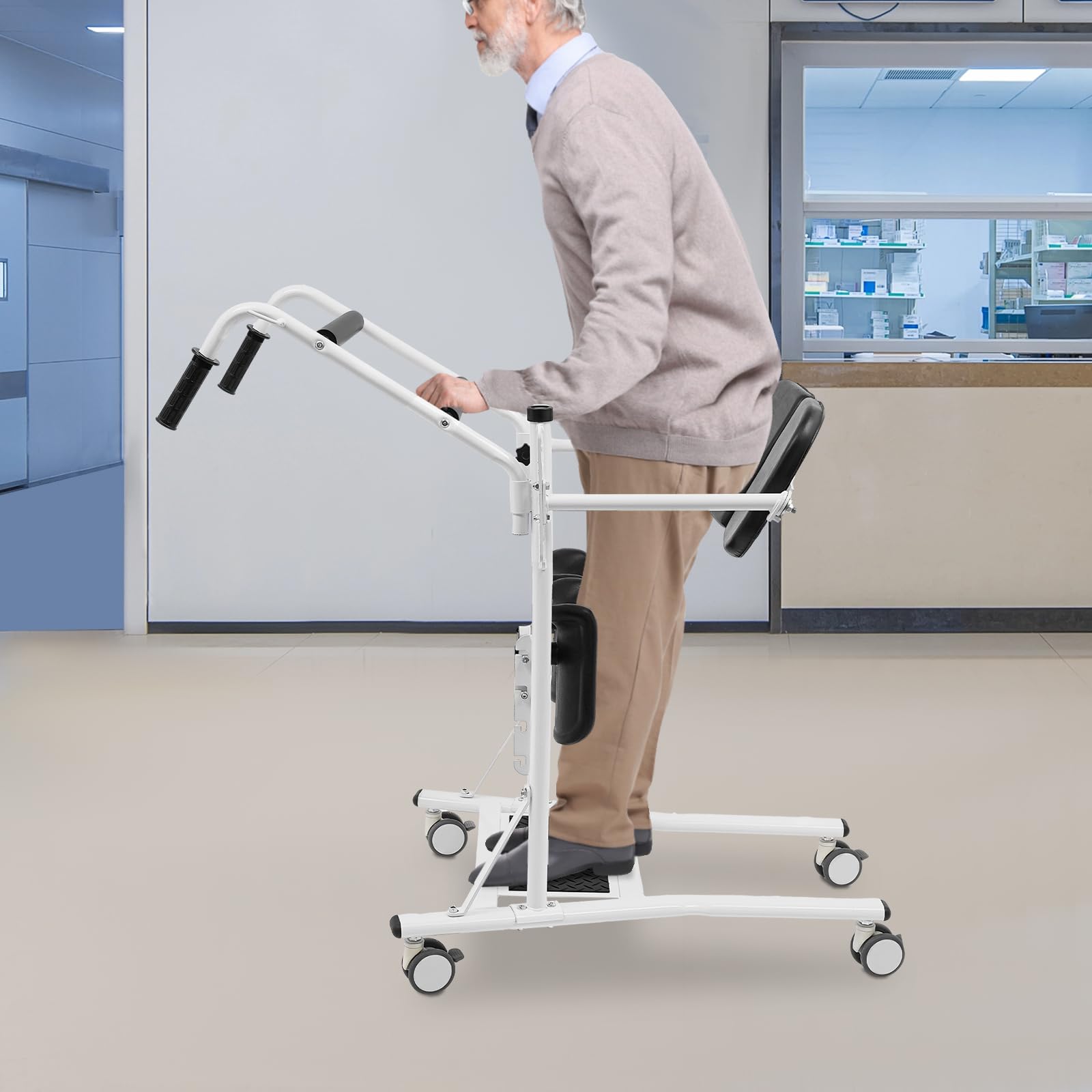 Elevador de pacientes, silla de ruedas, ayuda para levantarse, cama para personas mayores, ayuda de transferencia para transferencias en el hogar, 120 kg, ajuste de altura