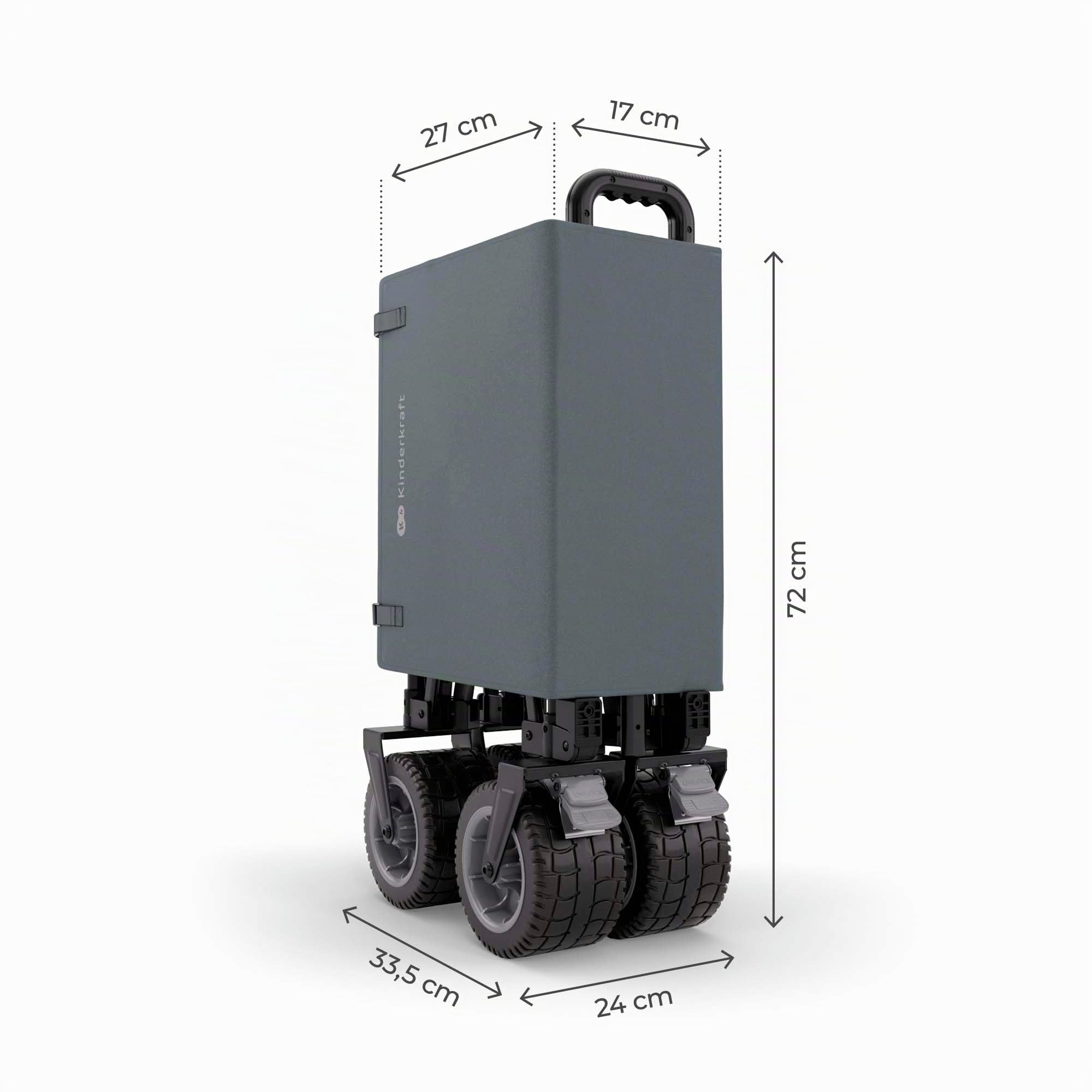 Kinderkraft ROLLSTER, klappbarer Bollerwagen, Tragkraft 100 kg, Volumen 130 l, Stabiler Stahlrahmen, Oxford 600D Gewebe, große Geländeräder, Teleskopgriff, kompakt, leicht zu transportieren, Grau