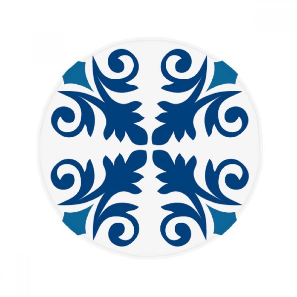 Tapis rond 80cm motif marocain bleu antidérapant pour le salon
