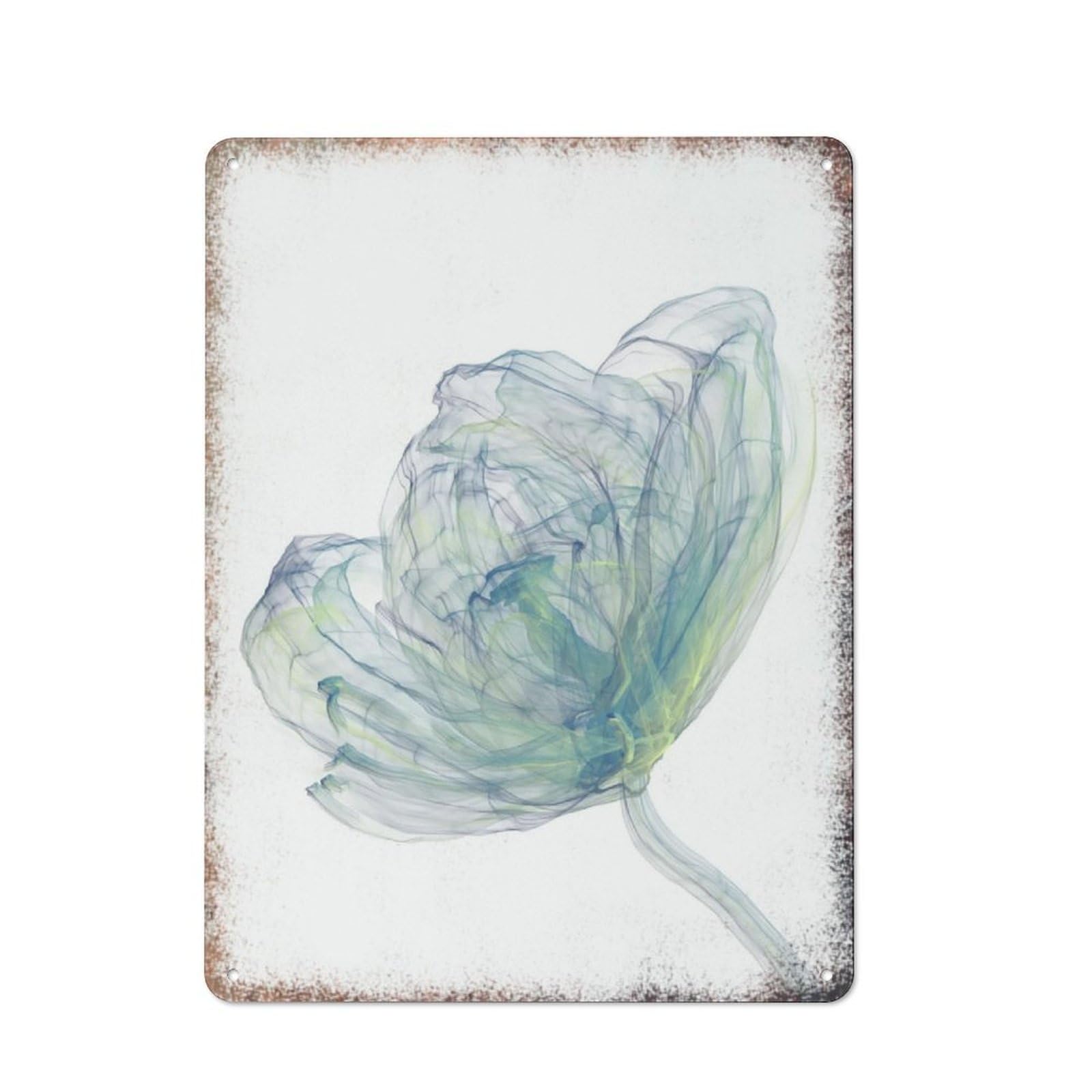 Abstract Flower Botanical Large Metal Wall Art Vintage Housewarming Decor Sign for Kitchen Bedroom Outdoor Garage Yard Fence 8x12 Inch