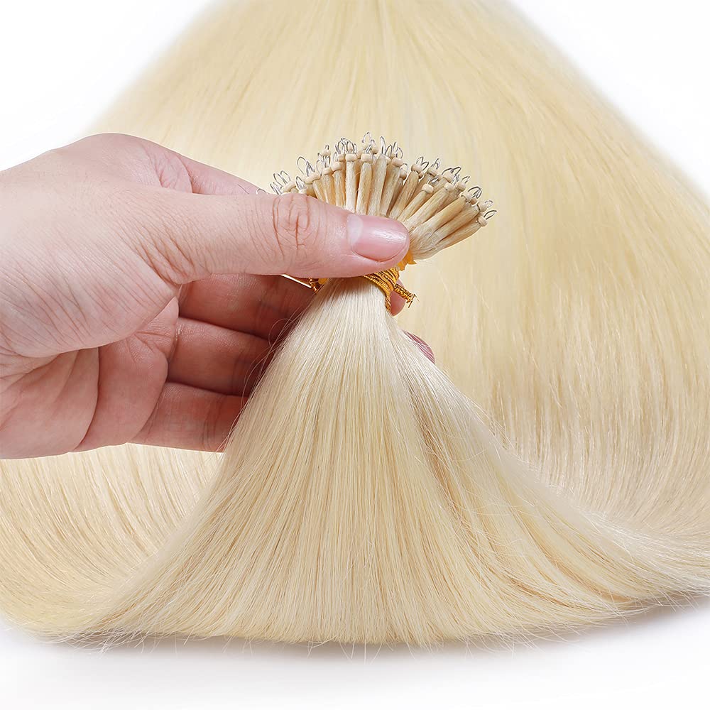 SEGO Extension Microring Capelli Veri Fili Anelli Invisibili 50 Ciocche - 50cm 50g 100% Remy Human Hair Balayage a Anellini #70 Bianco