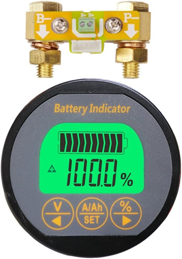 AiLi Battery Monitor Tester Voltmeter Ammeter 8-120V 0-350A 999Ah for Car Motor Boat Caravan Motorhome Motorhome Solar