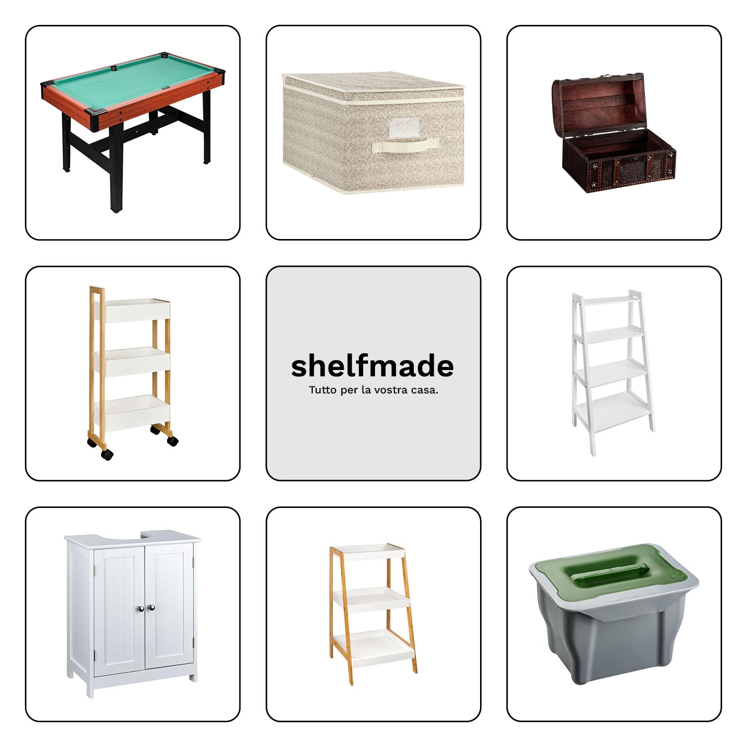 shelfmade Mobile bagno bianco in stile country (larghezza circa 50cm o 60cm) - Mobile sottolavabo per bagno largo (60 x 30 x 60 cm)