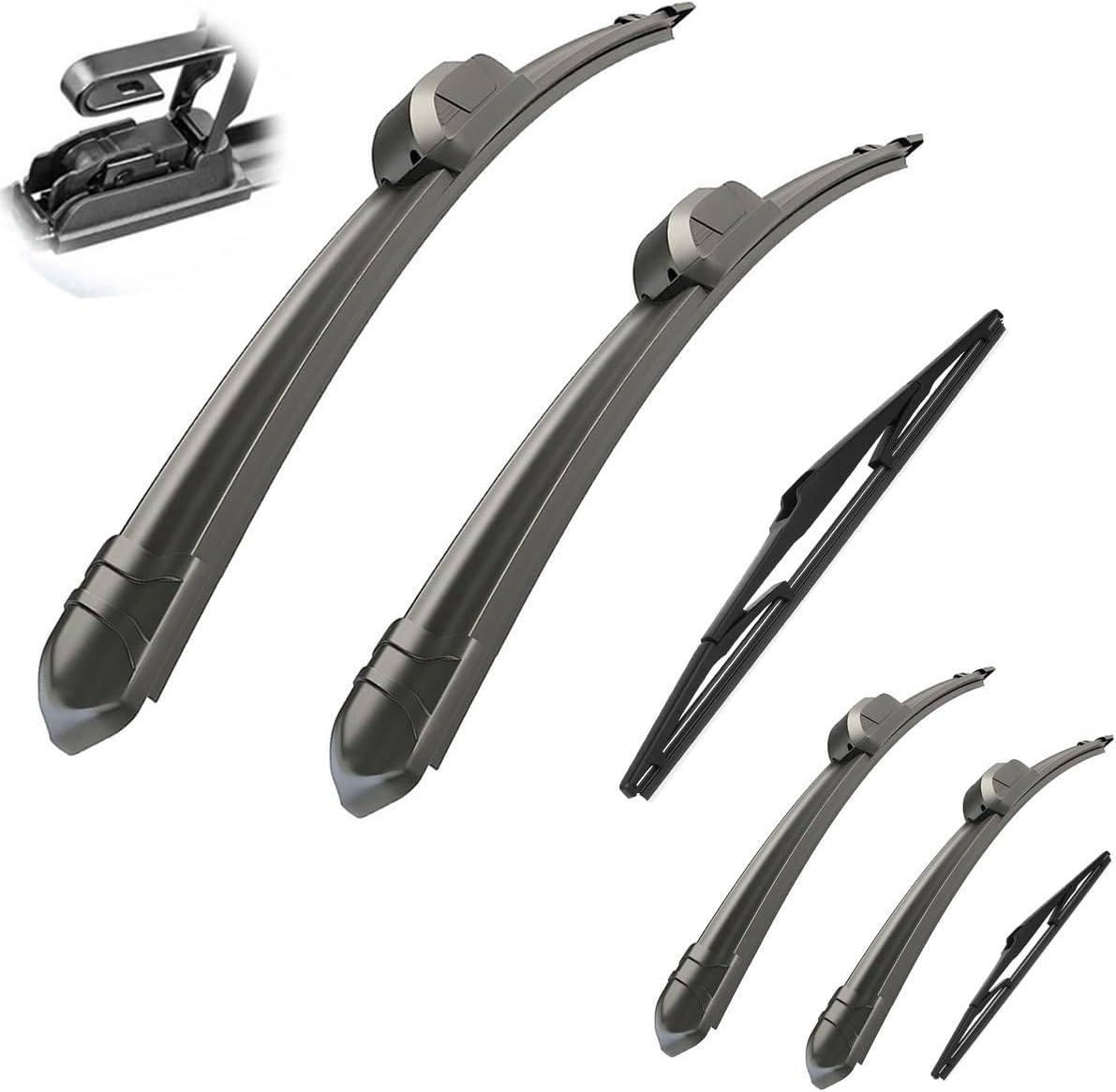 Car Wiper Compatible with Mazda CX-7 CX7 2007-2013 Car Front Rear Wiper Blades Soft Rubber Windscreen Wipers Auto Windshield 26"+17"+14"2010 2011 2012 (Color : 6 wipers)