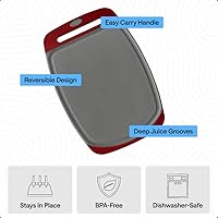 Vista 5 de Gorilla Grip - Tabla de cortar extragrande, mango de fácil agarre, surcos para jugos, antideslizante y gruesa. Apta para lavavajillas, no porosa