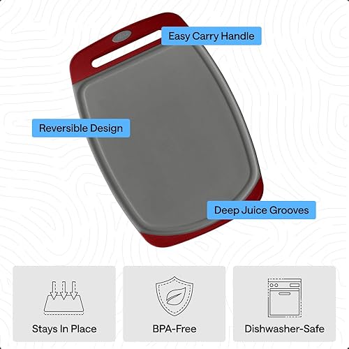 Miniatura 5 de Gorilla Grip - Tabla de cortar extragrande, mango de fácil agarre, surcos para jugos, antideslizante y gruesa. Apta para lavavajillas, no porosa