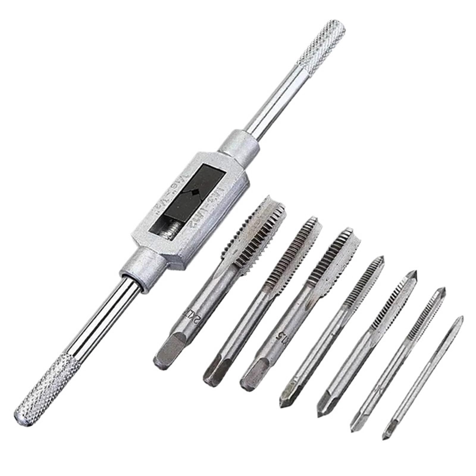 Mnghayyr 8Pcs Carbon Steel T-Handle Ratchet Tap Holder Wrench
