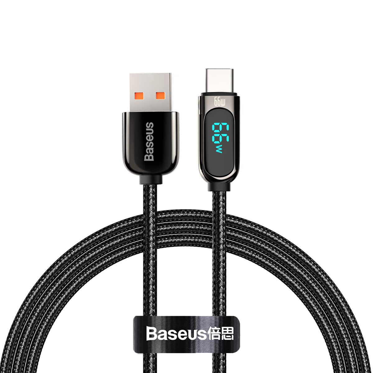 Baseus Display Hızlı Şarj Kablosu USB to Type-C 66W, 1m, Siyah