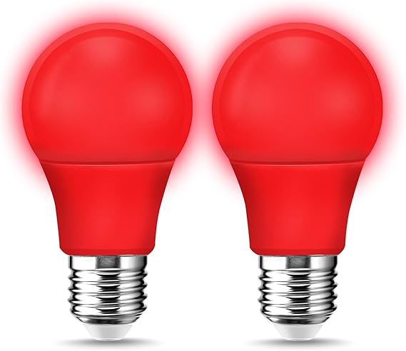 Winbafu LED Red Light Bulbs 60W Equivalent, A19 LED E26 Base Color ...