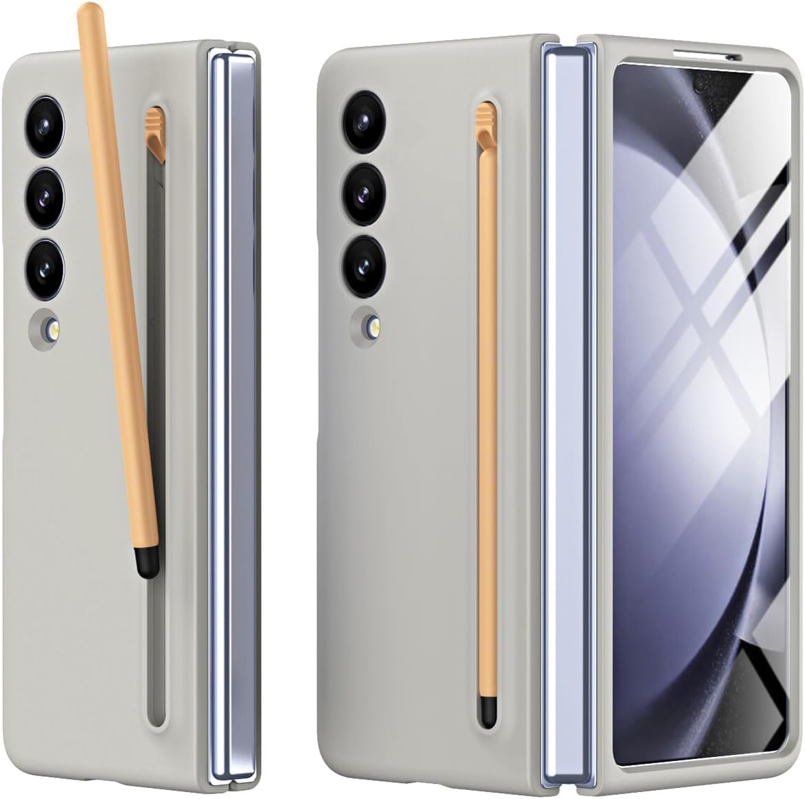 TechTrendz Ultra Premium Hybrid Cover for Samsung Galaxy Z Fold 4 Back Case with (Screen Protector) Built in Compact S Pen Holder and Storage Slot Compatible with Z Fold 4 5G (Light Grey) (B0DF6HHN1Q) Amazon Price History, Amazon Price Tracker