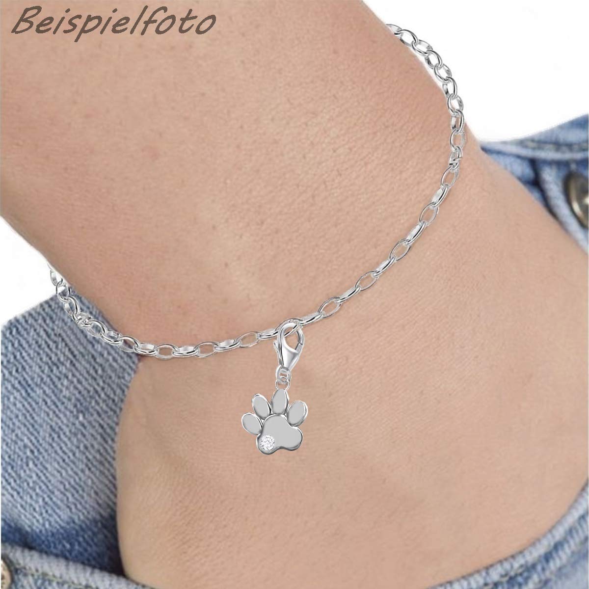 Goldene Hufeisen Pendentif mousqueton en argent véritable 925 pour bracelet à breloques, 24 x 12 x 2 mm, Argent sterling, Zircon cubique