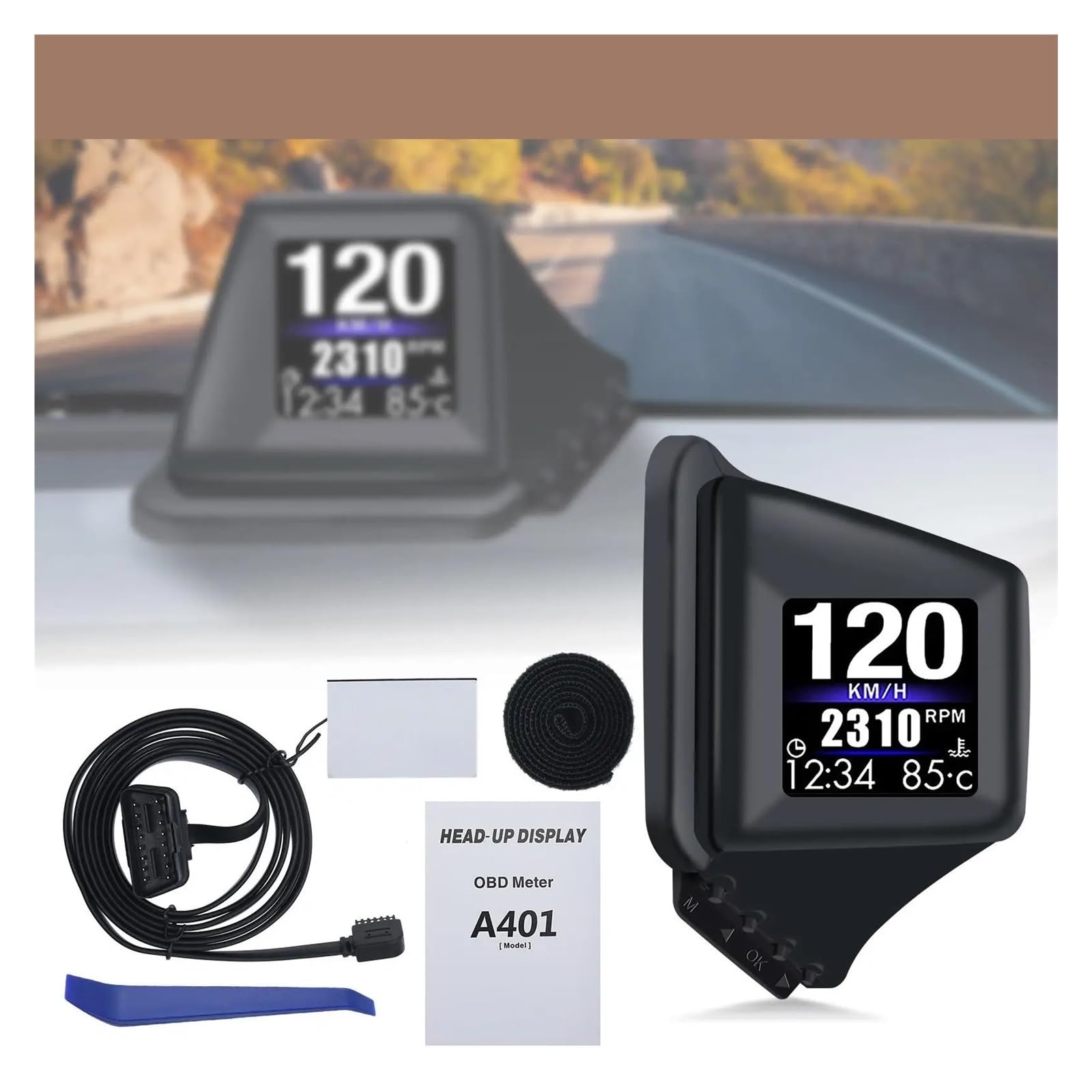 Panele Instrumentów Samochodowych Wielofunkcyjny Gadżet HUD OBD2 + GPS Komputer Pokładowy Tapicerka Słupka A Zainstaluj RPM Turbo Ciśnienie Oleju Temperatura Wody Prędkościomierz GPS