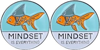 Shark Goldfish Carp Enamel Pin Mindset Is Everything Brooch Pin Badge for Men and Women