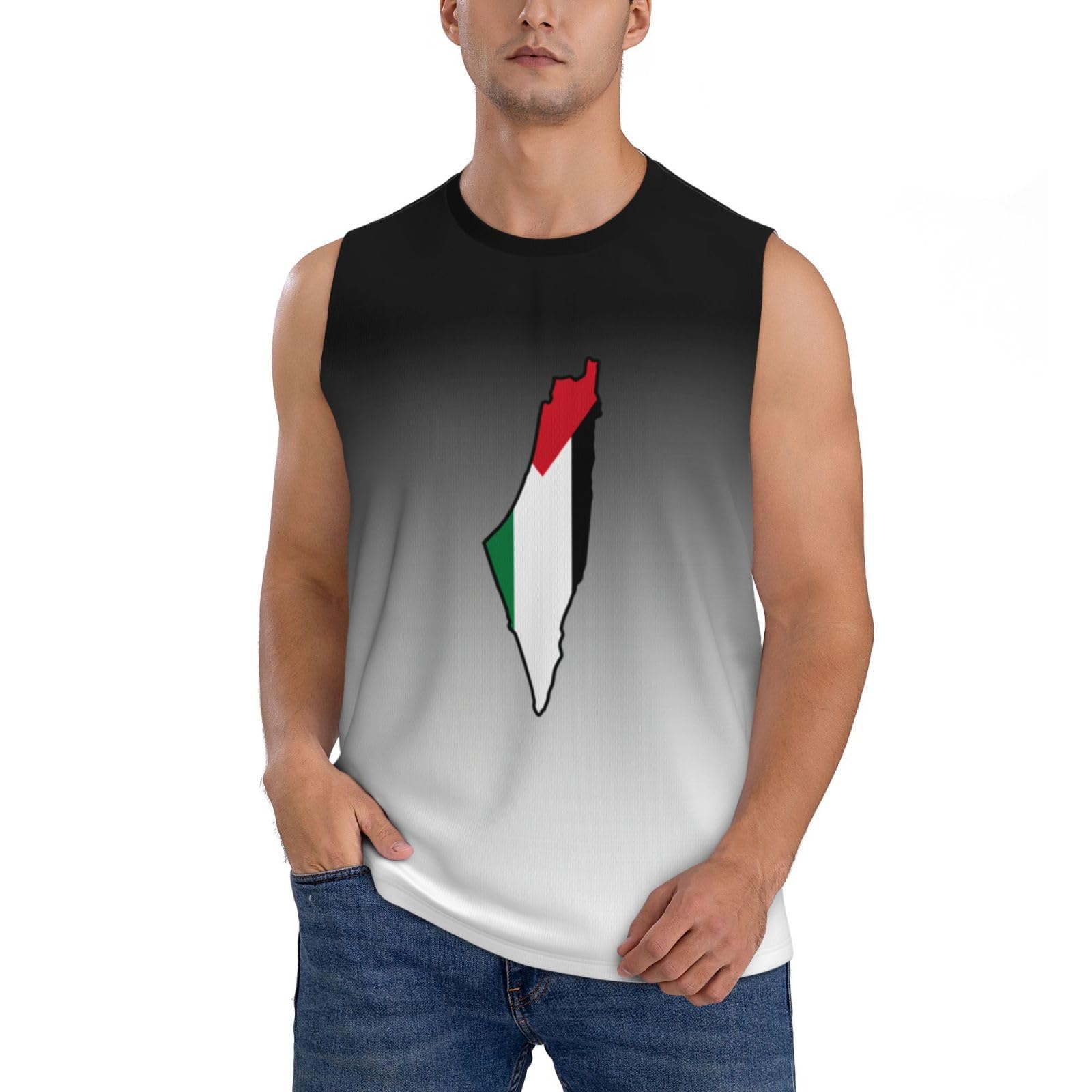 Kwqdozf Men's As Pic Tank Top Vintage Flag Map Of Palestine Palestinian Muscle T Shirts Gym Workout