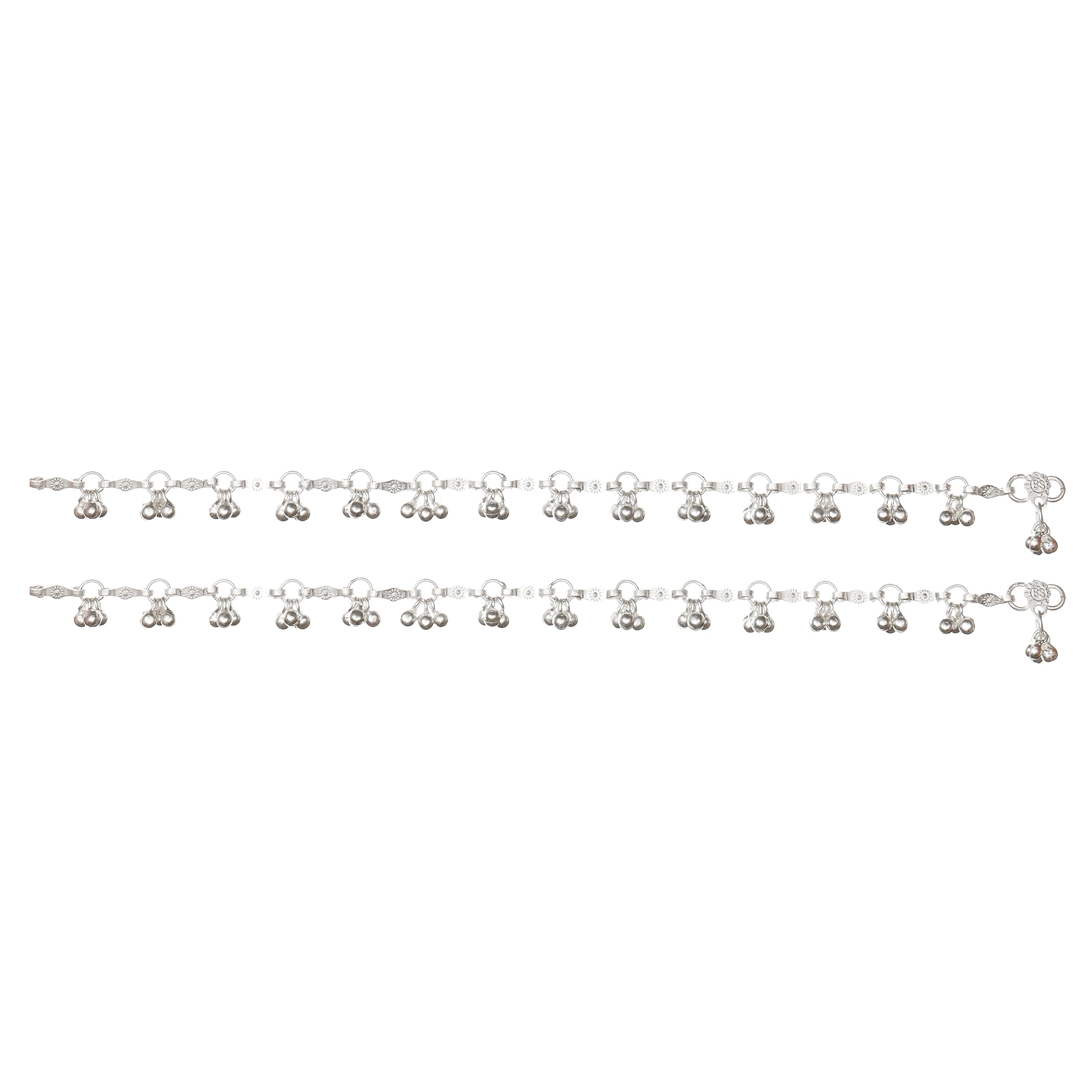 Sanwariya Anklet Indian Classical White Metal Anklets Payal Pair for Women Girls Fancy Collection Attached Ghungroo Fashion Designer Barefoot Foot Jewellery.-image-25