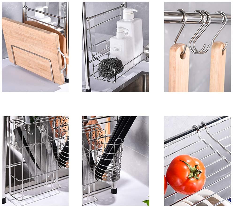 Dish Drying Rack Dish Storage Organizer Rack Display Stand Stainless Steel Dish Rack and Drainboard Set Dish Drying Rack