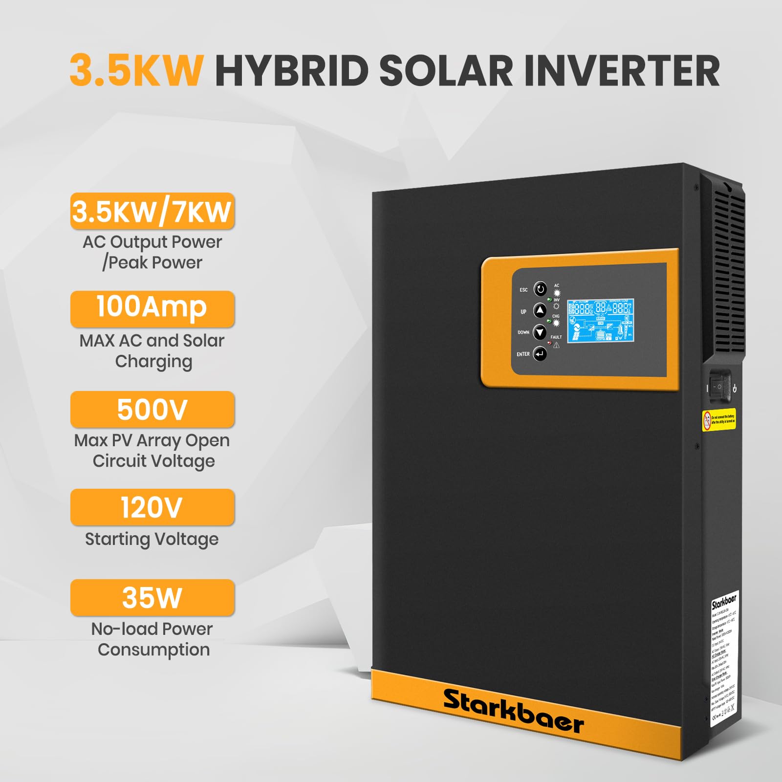 Inversor Solar Hibrido 24v a 230v 3500w, Cargador Solar MPPT 100A, Onda Pura Off-Grid Cargador de Prioridad de Red Regulador for Híbrida, Utilidad, Solar(Compatible Módulo WiFi) (3500W24V)