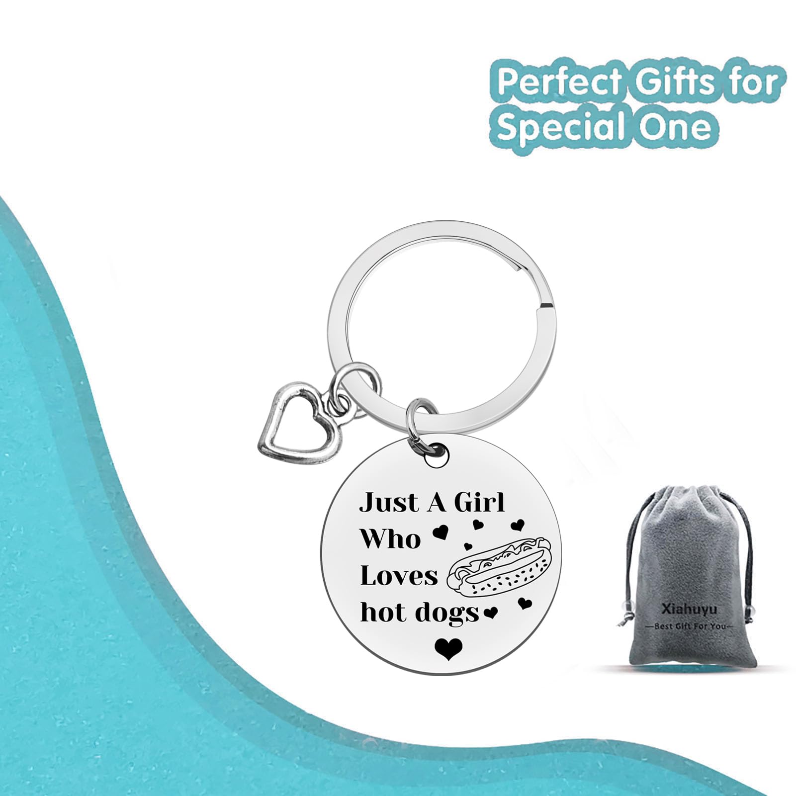 Xiahuyu Hot Dog Gifts for Women Girls Hot Dogs Keychain Hot Dog Lover Gift Food Lover Gift Hot Dogs Themed Gifts Christmas Birthday Present for Her Best Friend Sister Daughter Girlfriend