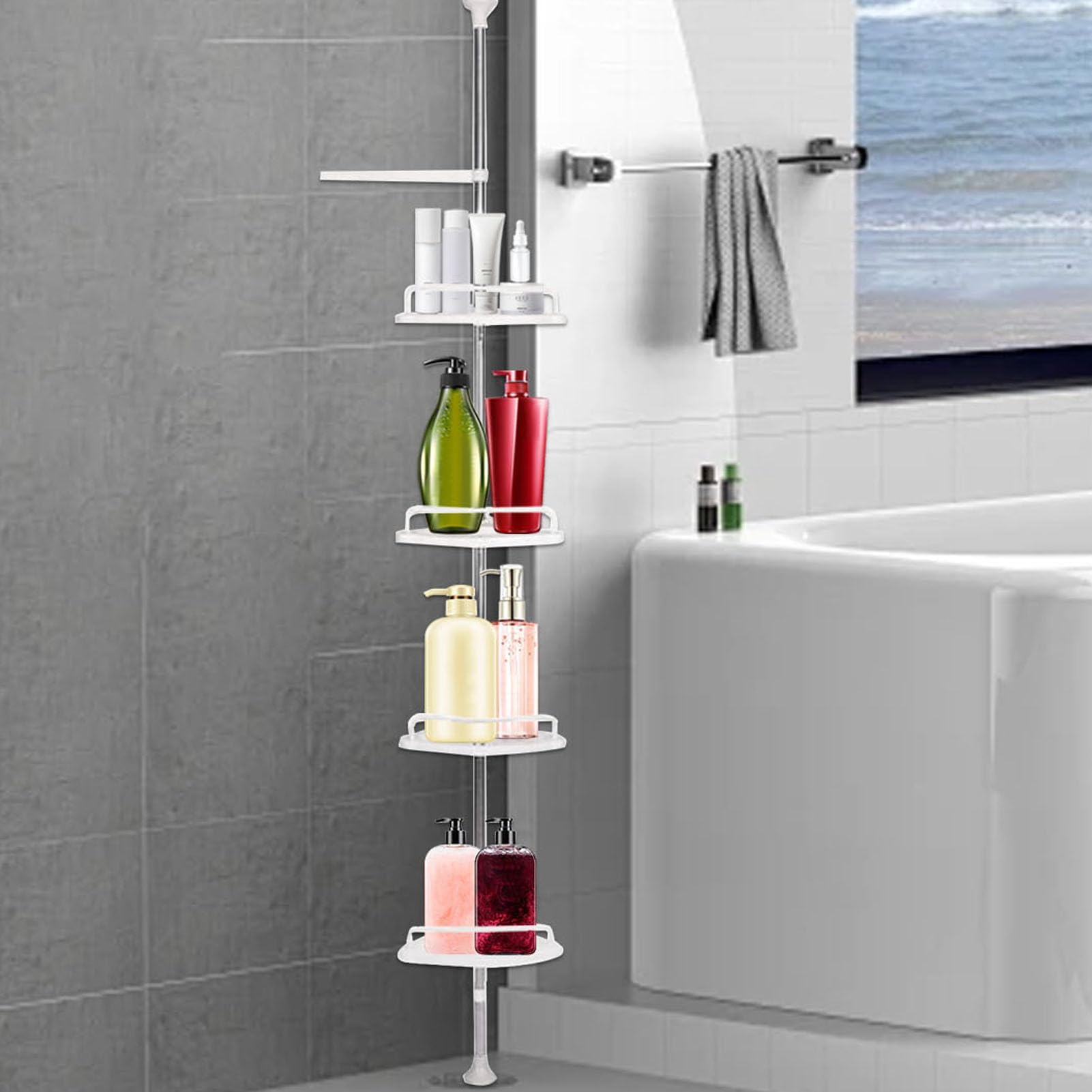 Estante esquinero de baño inoxidable de 25 x 25 cm, almacenamiento de acero inoxidable de varios niveles para ducha y baño, estante de esquina que ahorra espacio, accesorio de baño duradero