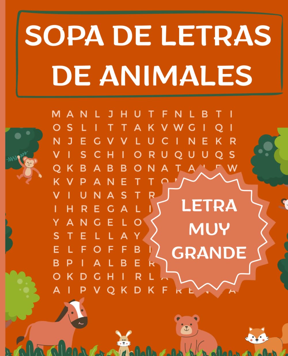 Sopas de Letras de Animales en Letra Grande – Volumen 1: Más de 40 sopas de letras 14x14 con soluciones incluidas – Ideal para adultos y personas mayores