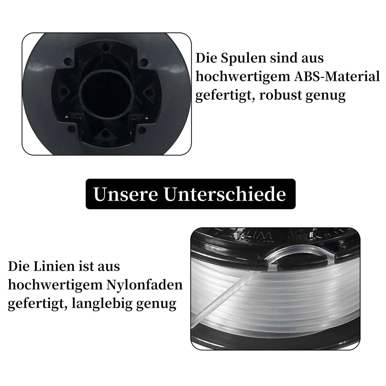 Szpula żyłki A6226-XJ A6226 pasująca do podkaszarki Black+Decker GL250, GL310, GL360, GL360SB, CST500, CST800, z automatyczną podkaszarką do trawy z końcówką 6 M długość Ø 2 mm i pokrywa