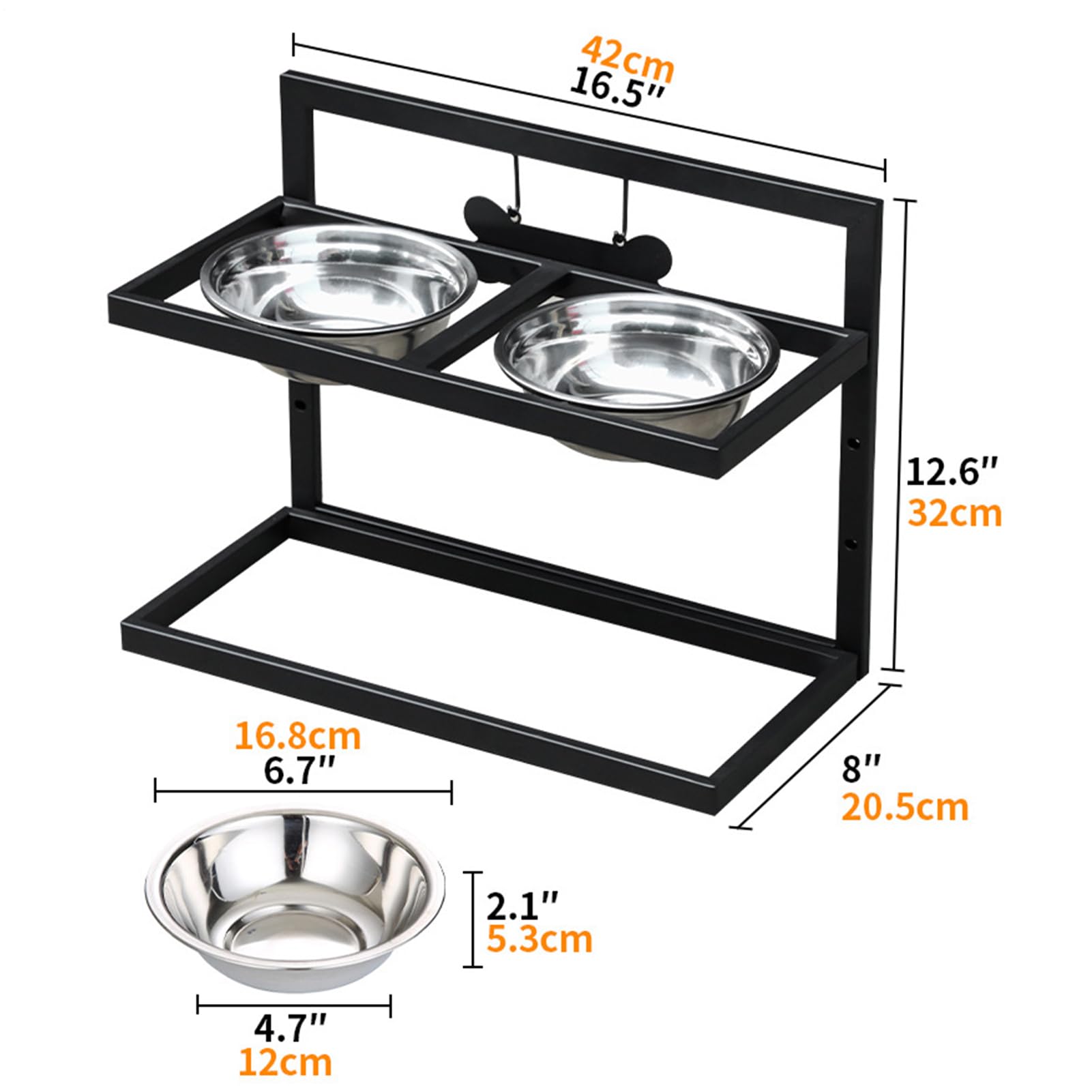 Soporte Elevado de Cuencos de Perros Elevado con Altura Ajustable | Soporte alto antideslizante para cuenco canino para Hogar Salón Cocina Apartamento Comedor Patio Garaje Exterior