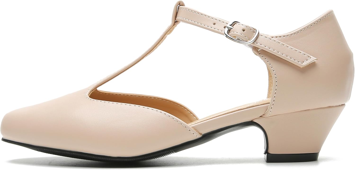 MAIERNISI JESSI Women's T-Strap Mary Jane Pumps, Low Block Heel, Closed Toe, Buckle Ankle Strap - Image 5