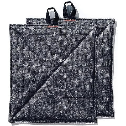 Caldo Canvas Kitchen Pot Holders - Insulated 100% Cotton Canvas Hot Pads for Oven - Heat Resistant - 2-Pack, 7” x 8” (Black) Cover