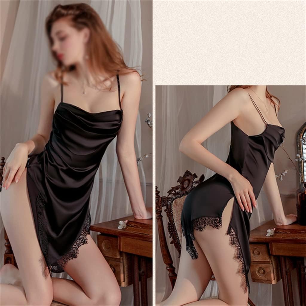 VIBY Pajama Women's Summer Thin hot lace Small Chest Suspender Pajama Suit (Color : D, Size : Large) : Clothing, Shoes & Jewelry