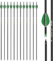 Zhao.Fu 29 Inch Carbon Hunting Arrows Spine 400 Removable Tips 12 Pack for Compound Recurve Traditional Bows