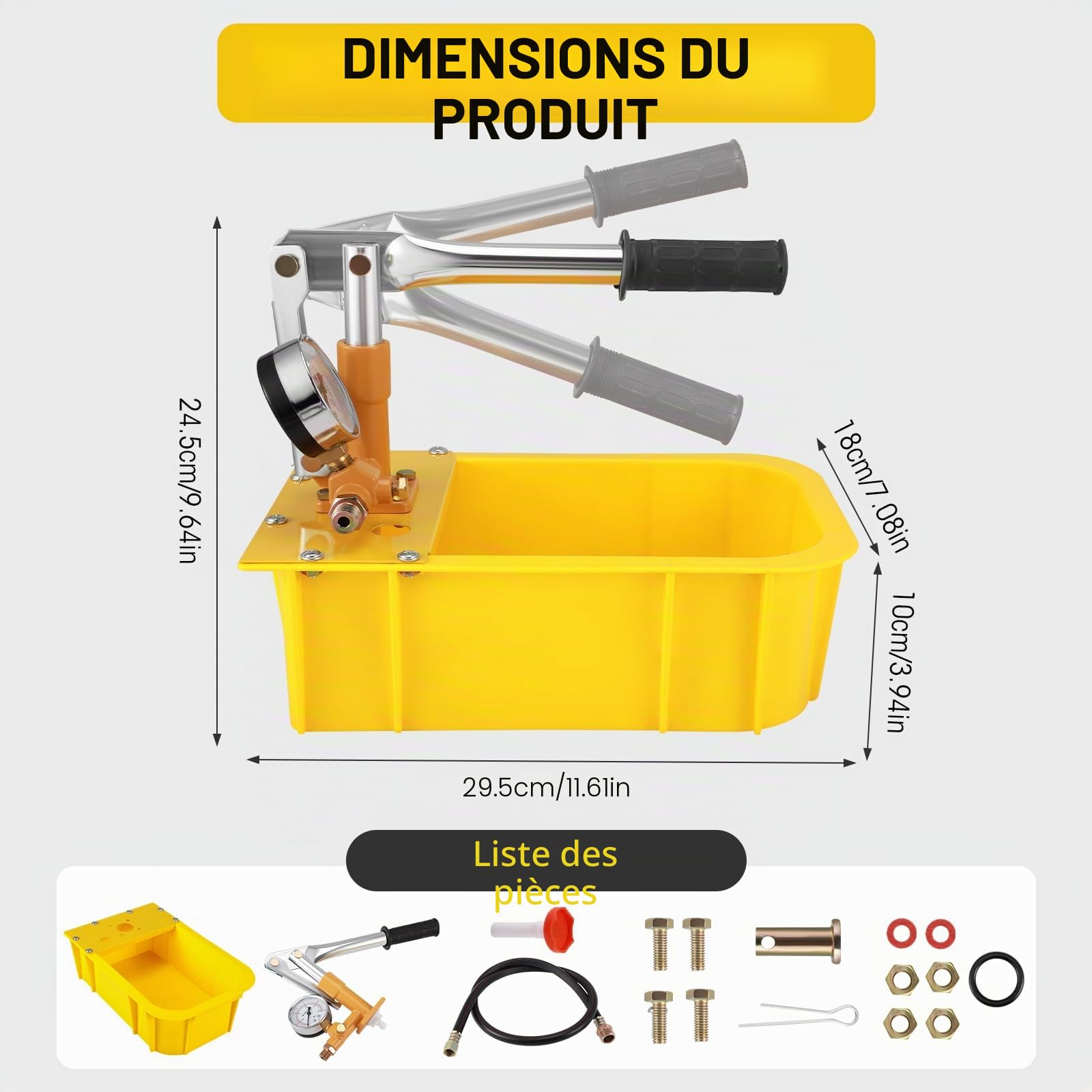 Pompe À Pression Manuelle 2,5 MPa 25 Bar Volume Réservoir Eau 5 L Solaire Hydraulique