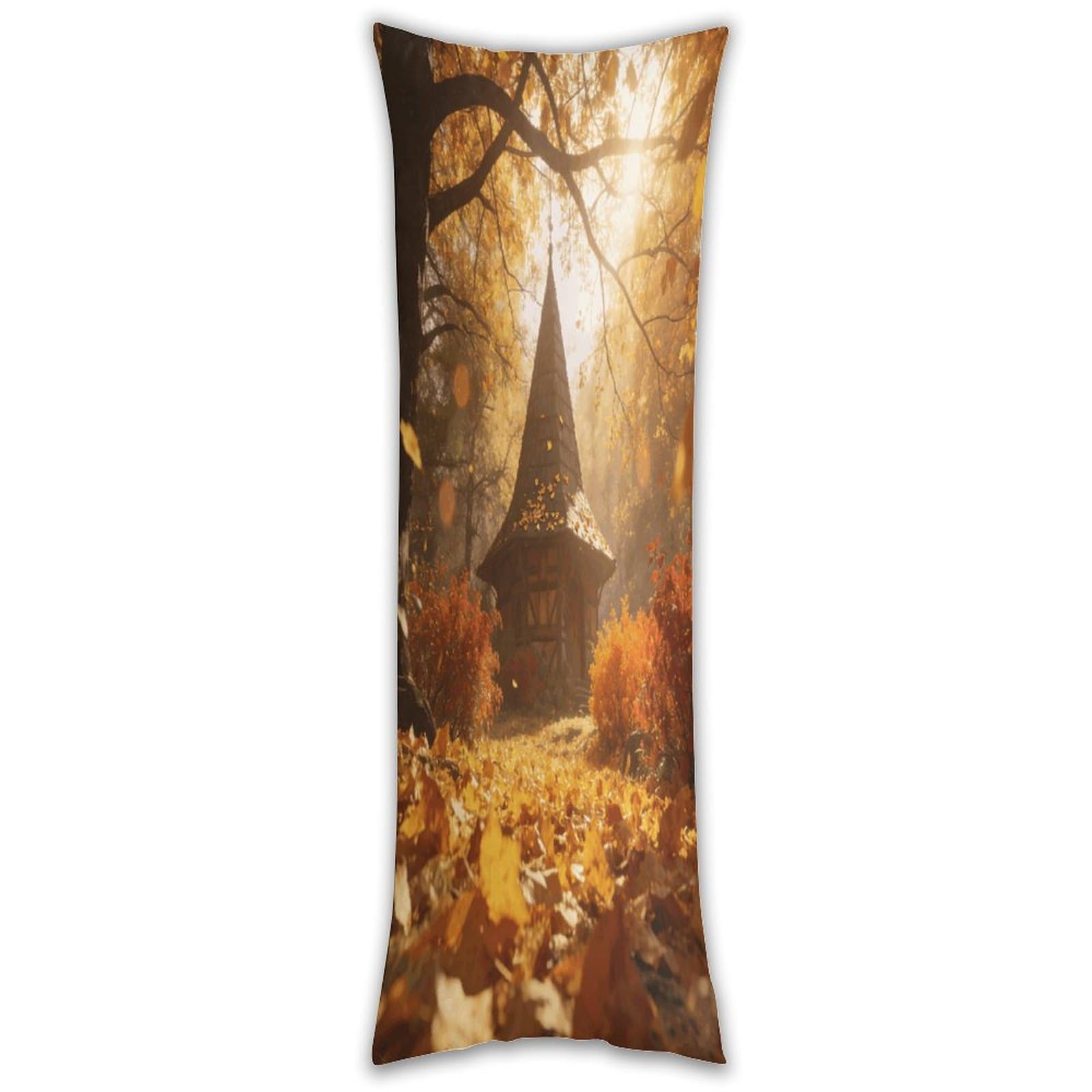 A Small House in The Forest Pillow Cases Breathable Vertical Long Pillowcase Body Pillowcase with Hidden Zipper Closure Soft and Cozy Pillow Cover 20x54 Inches for Bedroom Couch