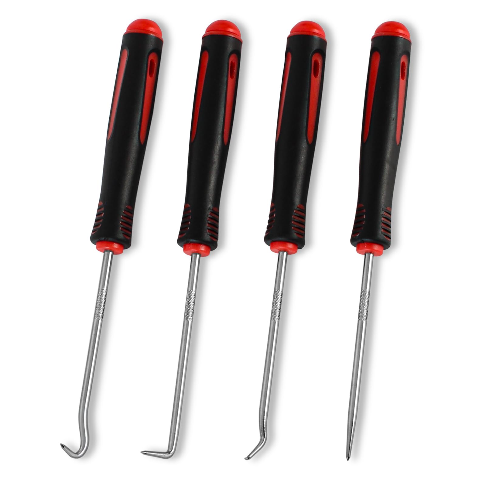4-Piece Hook and Pick Set, Precision Automotive Pick Tool & O Ring Pick Set with Comfort Grip & Anti-Slip Shaft for Oil Seal, Gasket Removal, and Electronic Repair