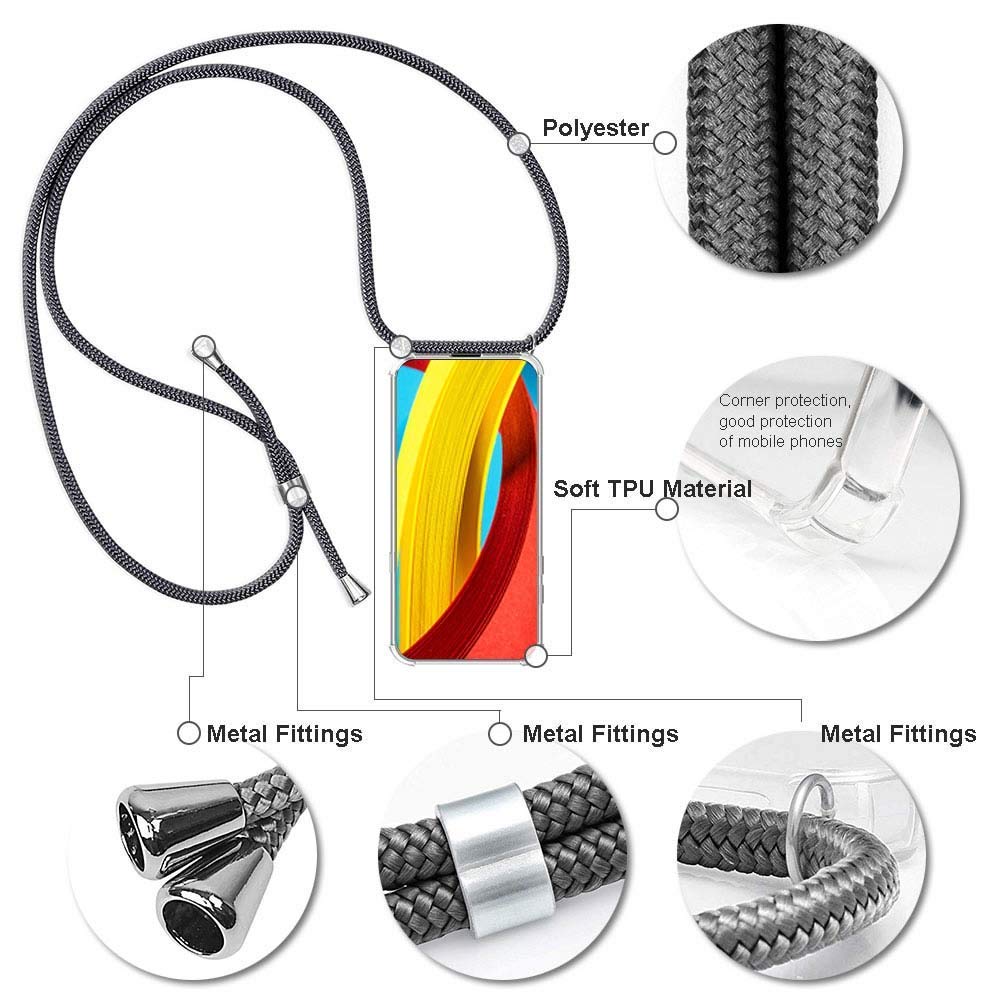 Cover Collana per Cellulare Compatibile con Realme GT Neo 2 / Realme GT 2, Custodia Trasparente Silicone con Cordino Necklace Case Protettivo Cover Custodia da Collo Custodia con Cordino,Arcobaleno