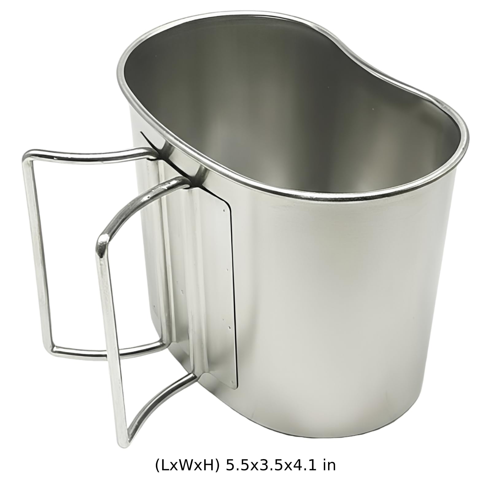 Edelstahl Mess Kit Cup, Canteen im Armee-Stil für Outdoor-Camping, Kochen über offenem Feuer, klappbarer Griff, tragbar und formstabil, ideal für unterwegs, 5,5 x 3,5 x 4,1 in / 14 x 9 x 10,5 cm