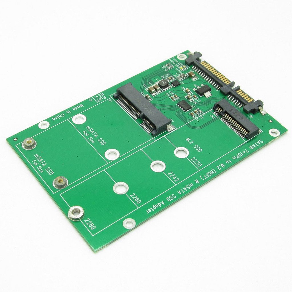 Newzoll 2 in 1 Combine Mini PCI-E M.2 NGFF & mSATA SSD to SATA 3.0 III Adapter PCB Card